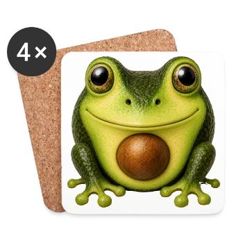 Avocado Frog | Cute animal motif - Coasters (set of 4) - white - Front