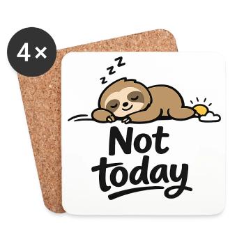 Pas aujourd’hui Sloth Drôle de design minimaliste - Dessous de verre (lot de 4) - blanc - Devant