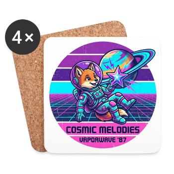 Astronaut Fox Space Retro Vaporwave - Coasters (set of 4) - white - Front