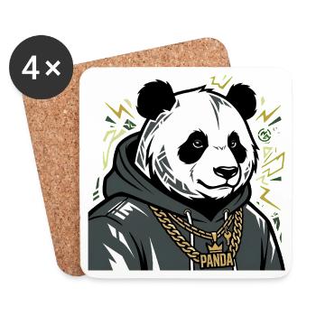 Streetwear Hip Hop Panda Bear - Coasters (set of 4) - white - Front