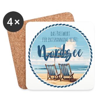 Nordsee Das Passwort Für Entspannung Urlaub - Untersetzer (4er-Set) - Weiß - Vorne