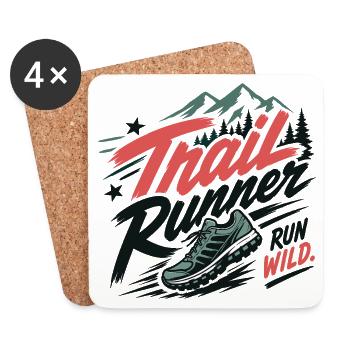 Coureur de trail. Run Wild - Dessous de verre (lot de 4) - blanc - Devant