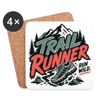 Coureur de trail. Run Wild - Dessous de verre (lot de 4) - blanc - Devant