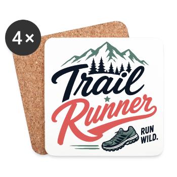 Coureur de trail. Run Wild - Dessous de verre (lot de 4) - blanc - Devant