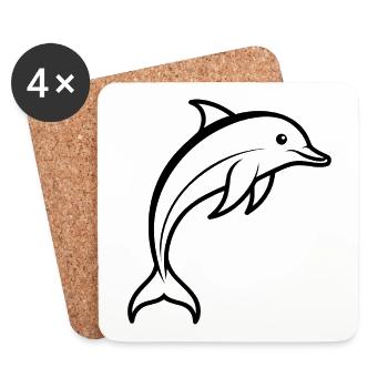 Delfin - Untersetzer (4er-Set) - Weiß - Vorne