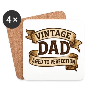 Vintage Dad – Bannière oldschool vieillie à la perfection - Dessous de verre (lot de 4) - blanc - Devant