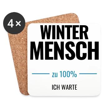 Wintermensch zu 100% Ich warte - Untersetzer (4er-Set) - Weiß - Vorne