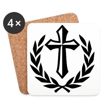 Cross symbol - Coasters (set of 4) - white - Front
