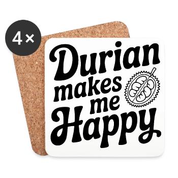 Durian macht mich glücklich - Untersetzer (4er-Set) - Weiß - Vorne