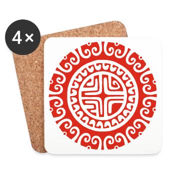 Red Tribal Flower - Coasters (set of 4) - white - Front