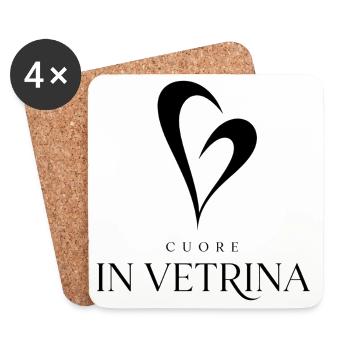 Herzdesign im Schaufenster - Untersetzer (4er-Set) - Weiß - Vorne