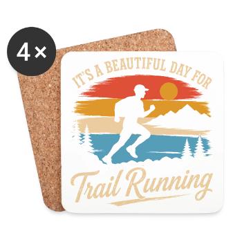 Es ist ein wunderschöner Tag zum Trailrunning - Untersetzer (4er-Set) - Weiß - Vorne