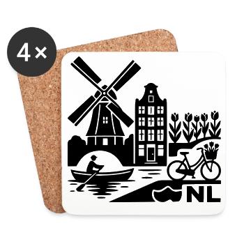 NL Urlaub Niederlande Holland - Untersetzer (4er-Set) - Weiß - Vorne