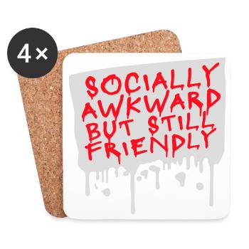 Diction socialement maladroite mais quand même amicale - Dessous de verre (lot de 4) - blanc - Devant