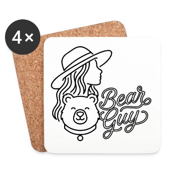 Illustrations en ligne de chapeau Bear Guy Woman - Dessous de verre (lot de 4) - blanc - Devant