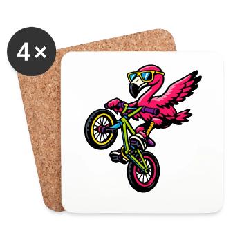 Attraction Flamingo BMX Couleurs Néon - Dessous de verre (lot de 4) - blanc - Devant