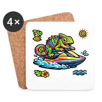Ruée couleur jais Chama - Dessous de verre (lot de 4) - blanc - Devant