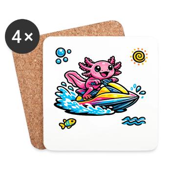 Éclaboussure néon en jet ski Axolotl - Dessous de verre (lot de 4) - blanc - Devant