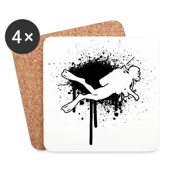 Idée cadeau de plongée libre pour des aventures sous-marines - Dessous de verre (lot de 4) - blanc - Devant
