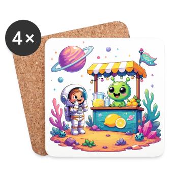 Stand de Fruits Extraterrestres de l’Espace - Dessous de verre (lot de 4) - blanc - Devant
