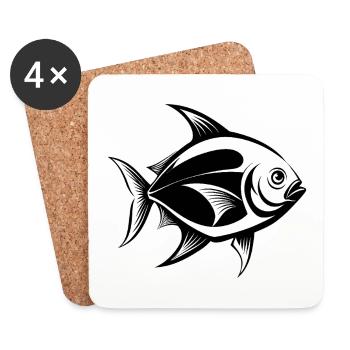 Golden Pompano Fish - Coasters (set of 4) - white - Front