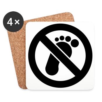 No trespassing. Barefoot walking prohibited - Coasters (set of 4) - white - Front