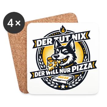 Pizza Hund Logo Motiv - Untersetzer (4er-Set) - Weiß - Vorne