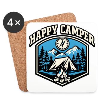 Happy Camper Badge - Coasters (set of 4) - white - Front