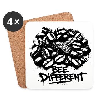 Be Different Kaffeebohnen Motiv - Untersetzer (4er-Set) - Weiß - Vorne
