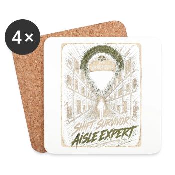 Funny Warehouse Shift Survivor Hall Expert Rétro - Dessous de verre (lot de 4) - blanc - Devant