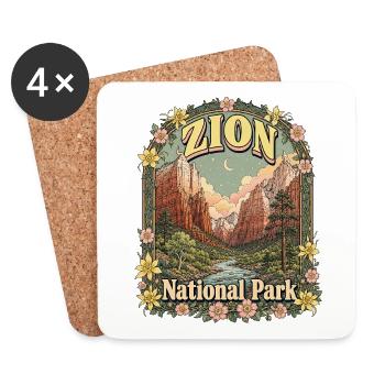 Zion National Park USA Utah Hiking Vintage - Coasters (set of 4) - white - Front