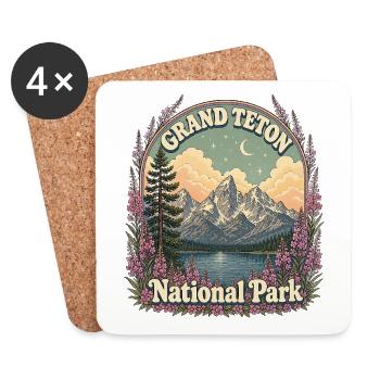 Randonnée dans le parc national de Grand Teton, États-Unis, Wyoming - Dessous de verre (lot de 4) - blanc - Devant