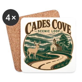 Cades Cove Scenic Loop Great Smoky Mountains Road  - Coasters (set of 4) - white - Front