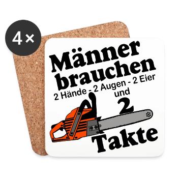 Motorsäge - Männer brauchen zwei Takte Chainsaw - Untersetzer (4er-Set) - Weiß - Vorne