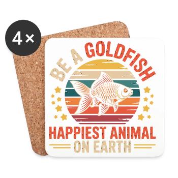  Be A Goldfish Happiest Animal On Earth Lustiger - Untersetzer (4er-Set) - Weiß - Vorne