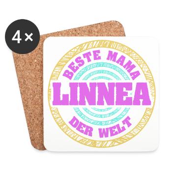 Cadeau pour Linnea - Dessous de verre (lot de 4) - blanc - Devant