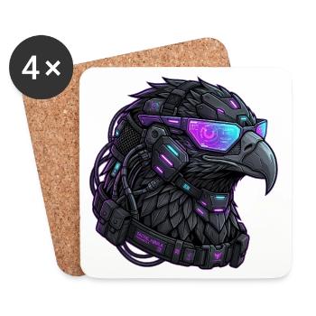 Cyberpunk Eagle Streetwear Mech - Coasters (set of 4) - white - Front