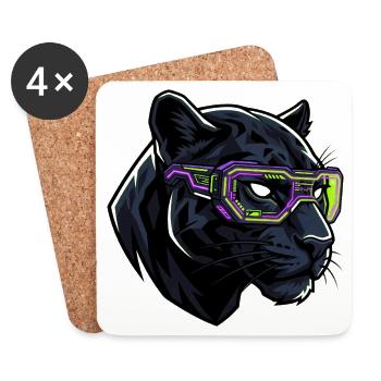 Futuristischer Panther Neon Streetwear - Untersetzer (4er-Set) - Weiß - Vorne