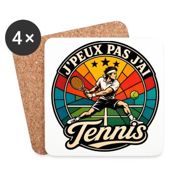 J'Peux Pas J'ai Tennis Humour Vintage - Dessous de verre (lot de 4) - blanc - Devant