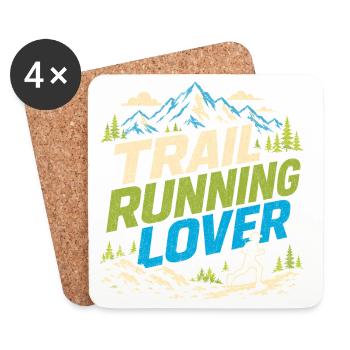 Graphique de la forêt montagneuse des amateurs de course sur sentier - Dessous de verre (lot de 4) - blanc - Devant