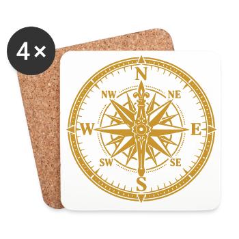 Compass - Aventure de voyage Compass Randonnée de la passion de voyage - Dessous de verre (lot de 4) - blanc - Devant