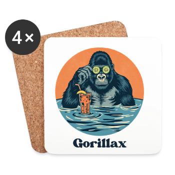 Gorillax Spa Chiller Affe im Pool - Untersetzer (4er-Set) - Weiß - Vorne