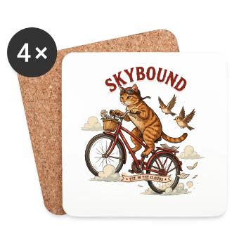 Cycliste chat Skybound - Dessous de verre (lot de 4) - blanc - Devant