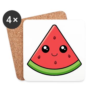 Kawaii Wassermelone Smile - Untersetzer (4er-Set) - Weiß - Vorne
