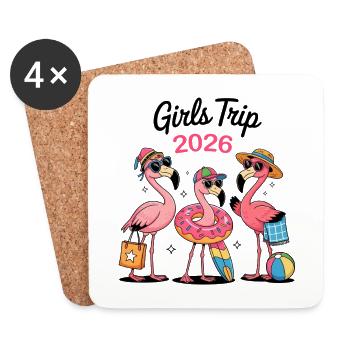 Voyage des filles 2026 Flamingos - Dessous de verre (lot de 4) - blanc - Devant