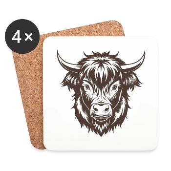 Vache des Highlands - Dessous de verre (lot de 4) - blanc - Devant