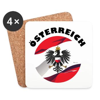 Österreich Fahne - Untersetzer (4er-Set) - Weiß - Vorne