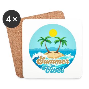 Sommervibes Tropische Insel - Untersetzer (4er-Set) - Weiß - Vorne