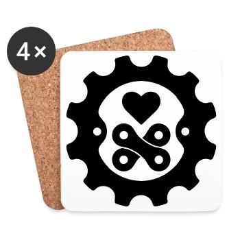 Bicycle Love Sprocket Chain Heart - Coasters (set of 4) - white - Front