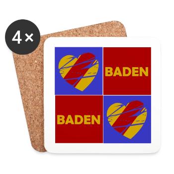 Baden Herz Quadrat - Untersetzer (4er-Set) - Weiß - Vorne
